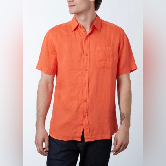 Natural Blue By Visitor Linen button up shirt papaya - Picture 1 of 7